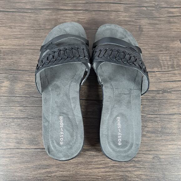 Easy Spirit Linley 3 Faux Leather Slide Sandals Gray Black Womens 9.5 Wide NWOB - Picture 6 of 8